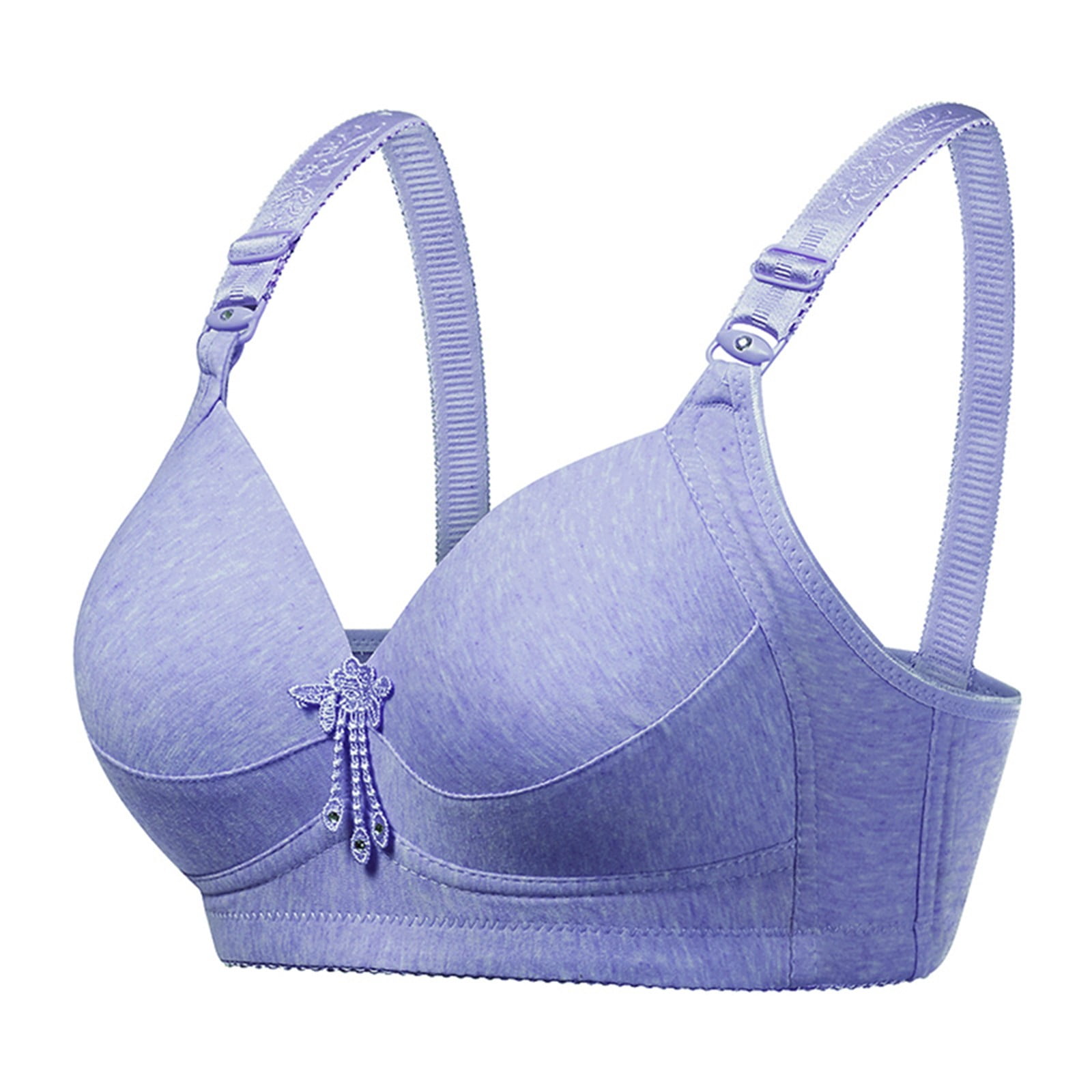 Eashery Push Up Bras Women's Fully Front Close Longline Lace Posture Bra  Purple 40 