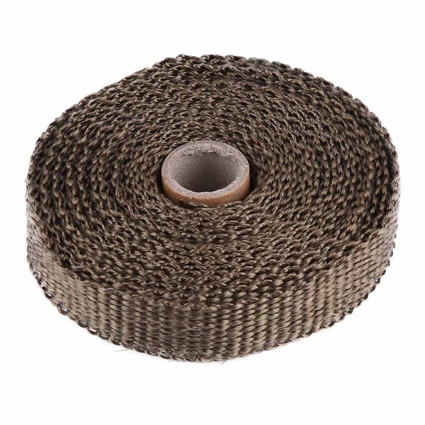 BOROCO Colector de Escape Envoltura de Calor Cinta de Envoltura térmica 5m Cinta de Aislamiento del automóvil Envoltura de Calor de Escape Resistencia a Altas temperaturas con 4 Bridas(marrón)