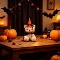 thumbnail image 5 of Halloween Teddy Bear Plush Toy, Cute Pumpkin Costume Stuffed Animal, Soft Holiday Decorative Doll, Kids Gift Accent (White), 5 of 6