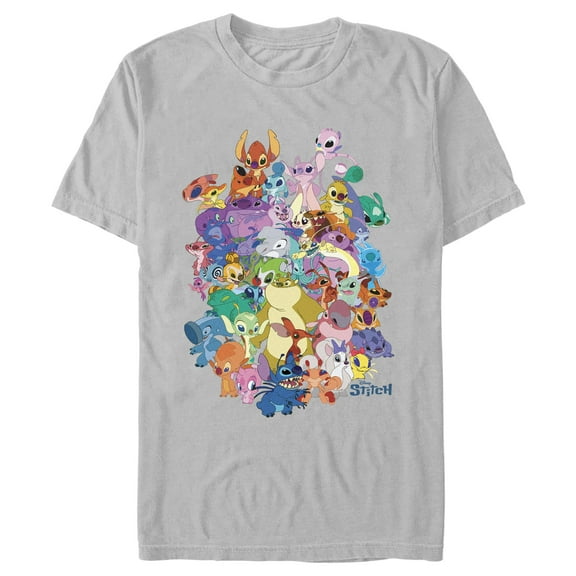 Men's Lilo & Stitch Experiment Compilation Graphic Tee Silver X Large