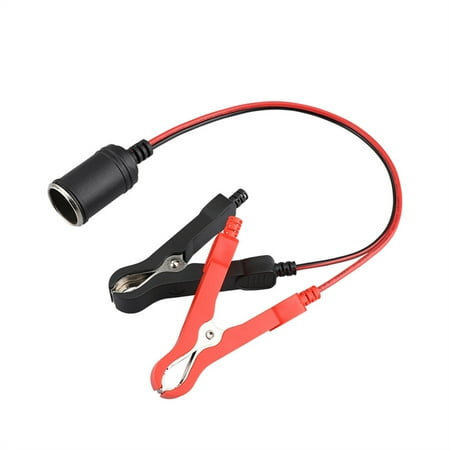 

12-24V Female Adapter Plug Extension Cord Battery Clamps Terminal Clip-on Car to Cigarette Lighter Socket