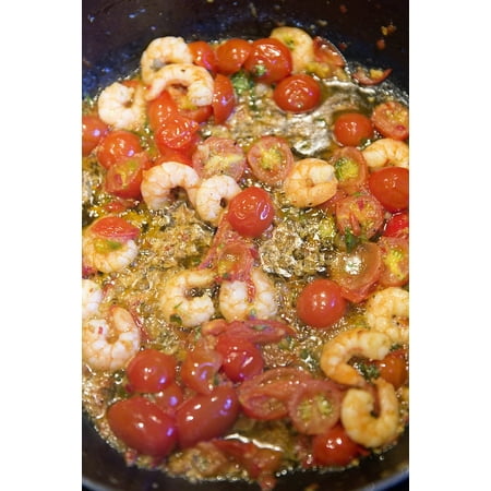 LAMINATED POSTER Shrimp Pasta Tomatoes Noodles Scampi Supplement Poster Print 11 x