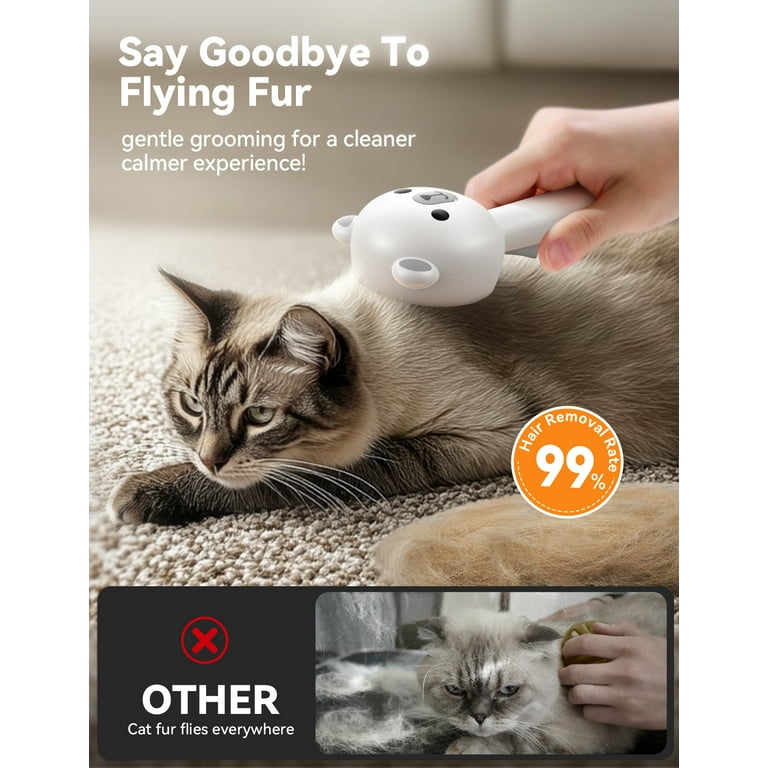 Feelneedy 3 in 1 Cat Steam Brush, Self-Cleaning Grooming Tool photo 2