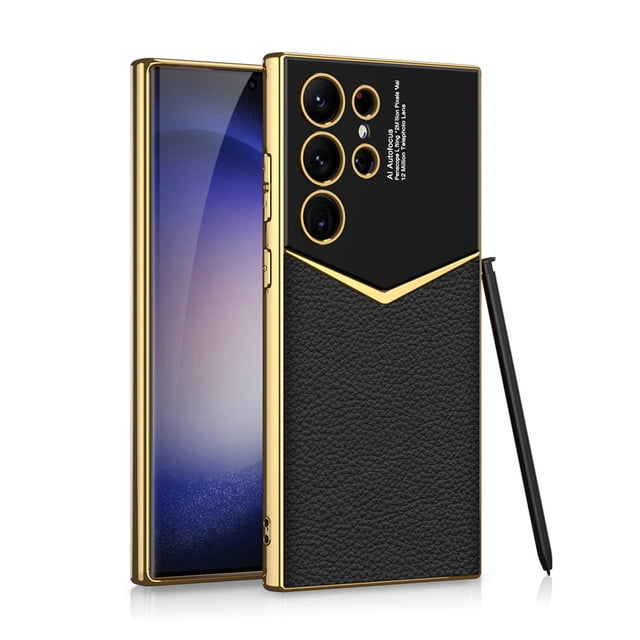 Adecuado para Samsung S23Ultra Funda de teléfono de cuero galvanizado de moda 24plus Jazz Patrón de fibra de carbono Cubierta protectora resistente a caídas