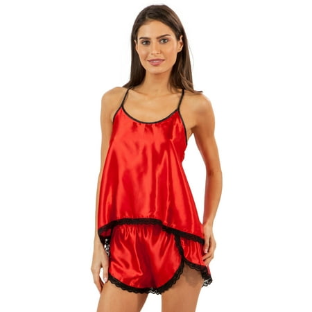 

Ashford & Brooks Women s Satin Cami and Boxer Shorts Sleep Set