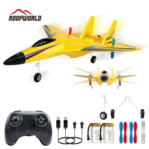 Roofworld RC Airplane SU-27 Yellow 2.4GHz 2 Channel with Gyro Night Lights