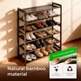 thumbnail image 3 of Tcbosik Modern Bamboo Shoe Rack, 6-Tier Large Capacity Shoe Storage Shelf for Entryway or Closet, Sturdy Moisture-Resistant Bamboo Organizer Fits Up to 18 Pairs, Easy Assembly (Coffee Color), 3 of 9