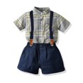 thumbnail image 2 of Uccdo 2Pcs Kids Toddler Boys Shirt + Suspender Shorts Outfit Set Baby Summer Clothes 2-7T, 2 of 8