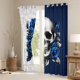 thumbnail image 3 of Feelyou Couple Skeleton Skull Curtains Pack of 2 (42x84 Each), Anniversary Blue Rose Curtains Blackout, Gothic Romantic Theme Bedroom Curtains, Living Room Curtains Decor, 3 of 6