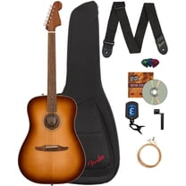 Fender Redondo Classic Acoustic Electric Guitar Bundle with Gig Bag, Strap, Clip-on Tuner, Strings, String Winder, Picks, and Austin Bazaar Instructional DVD - Aged Cognac Burst
