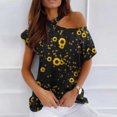 thumbnail image 2 of Mujeres Verano Cuello Redondo Manga Corta Estampado Sin Tirantes Camiseta Tops Blusas OAVQHLG3B Store  lin121212, 2 of 4