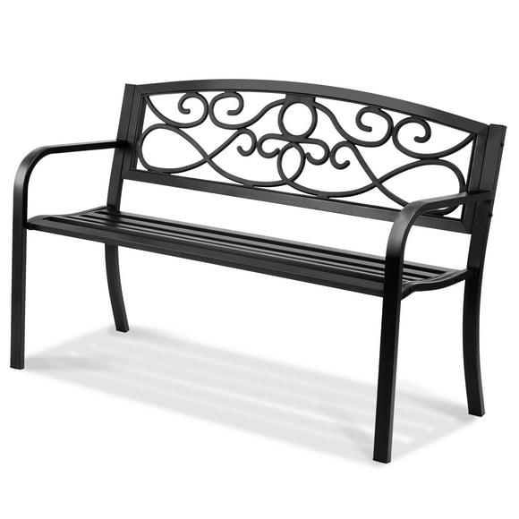 KFFKFF Exterior Seating, 50-inch Metallic Yard Seat, Supports up to 550 lbs, Outdoor Park Seating with Rear Support and Hand Rests, Ideal for Gardens, Parks, Yards, and Front Verandas