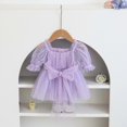thumbnail image 1 of Dulce vestido de princesa para niñas, vestido de algodón con mangas abullonadas, vestido de verano con cintura de malla, zapatos y accesorios para bebés, 1 of 5