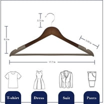 Wood Hanger - Non Slip Hangers for Men & Women - Luxury Wood & Velvet Suit Hangers 20 Pack