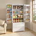 thumbnail image 4 of Pantry Cabinet, Asofer 71" Pantry Storage Cabinet with 2 Doors , 11 Shelves & 2 Drawers for Kitchen Dining Room, White, 4 of 10