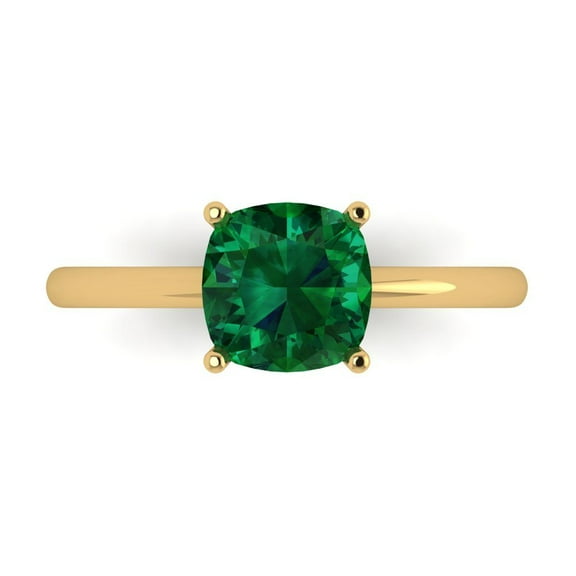 Solitaire Engagement Ring for Women - 2ct Simulated Emerald in 14K Yellow Gold Promise Ring