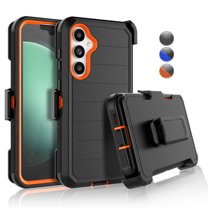For Samsung Galaxy S23 FE 2023 6.4" Case,Heavy Duty Rugged Defender Case with [Belt Clip Holster] [Built in Screen Protecotr], Shockproof Full Body Protection Kickstand Cover, Orange