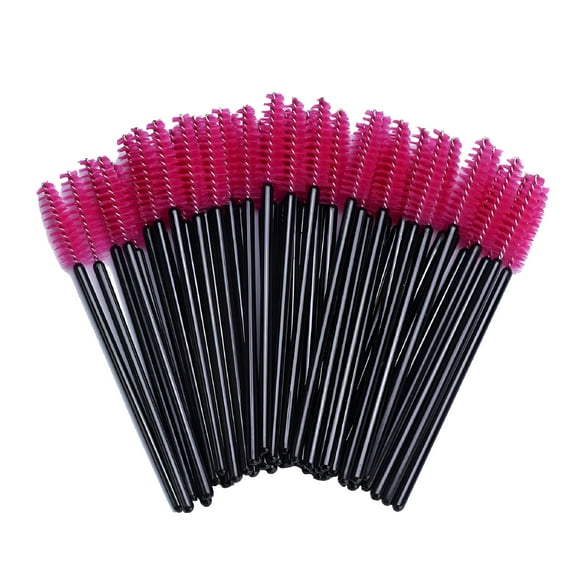 RAGUPEL 100 Pieces Disposable Spoolies Brush Eyelash Mascara Brushes Lash Wands Applicator Eyebrow Brush for Lash Extension Pink