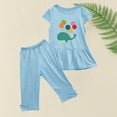 thumbnail image 4 of CHGBMOK Toddler Kid Girls Summer Outfits Outfits Clothes Floral Short Sleeve T-Shirt Top + Summer Short Set Girl Clothes 1-10Y, 4 of 4