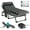 F07 Black Lounge Chair+ Black Pad, variant on Lilypelle Portable Folding Camping Cot Bed with 2 Sided Mattress & Pillow, Adjustable 5-Position Folding Lounge Chair, Folding Cot Bed