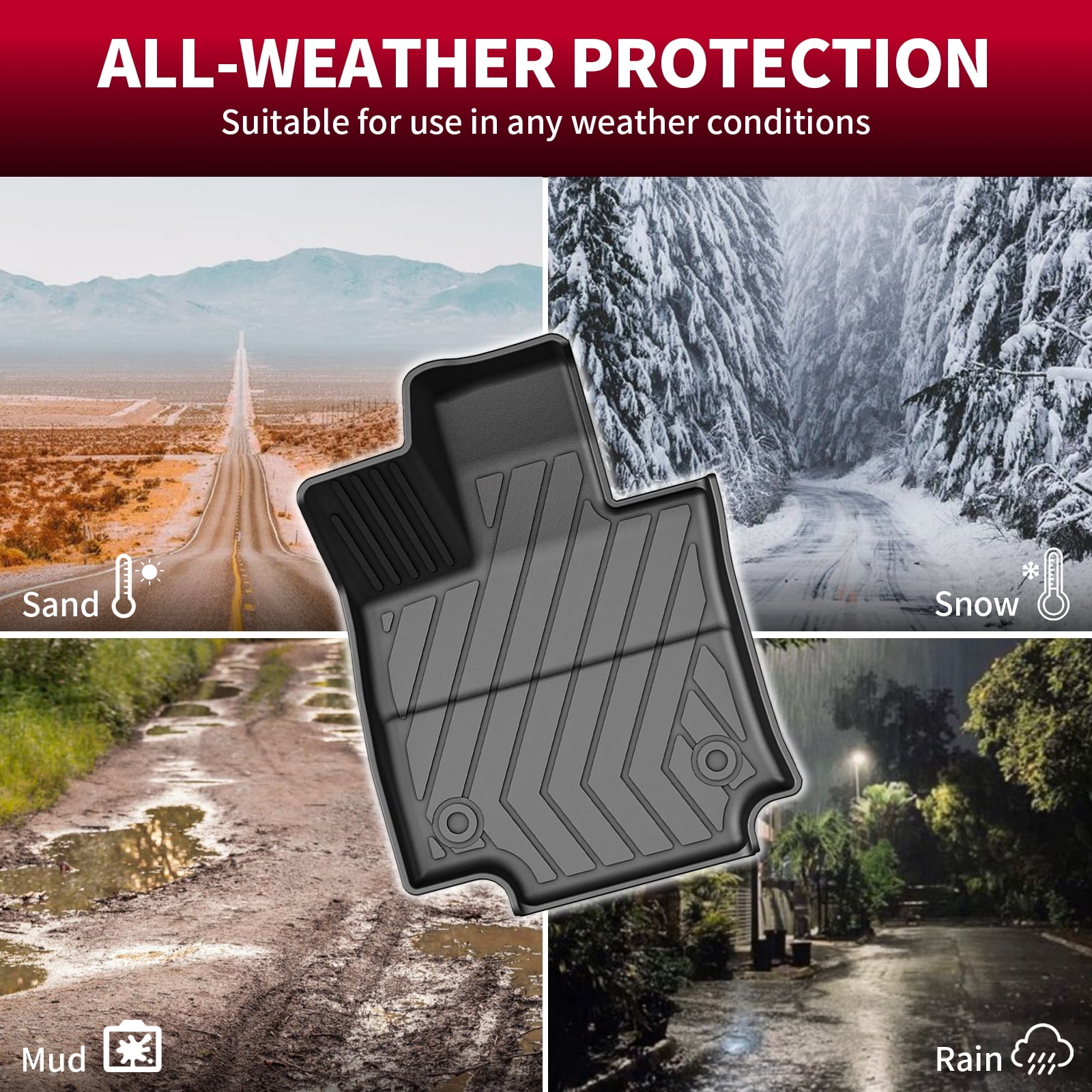 DIKSOAKR Floor Mats Compatible with 2019-2024 Toyota RAV4: Custom Fit TPE All Weather Toyota RAV4 Accessories Floor Liners - 1st & 2nd Row RAV4 Car Mats (Floor Mats+Cargo Mat+Backrest Mat)