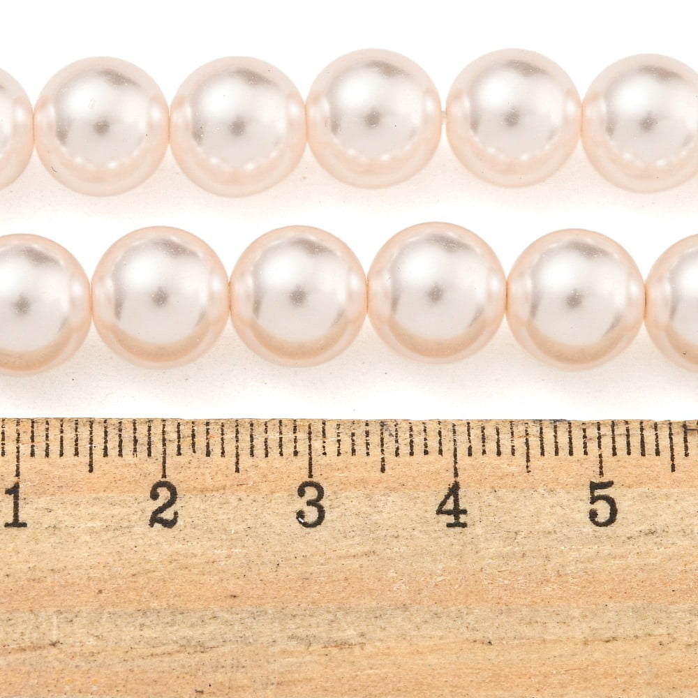 Glass Pearl Beads Strands Round PeachPuff 10mm Hole: 0.6mm 43pcs/strand 16.18''(41.1cm)
