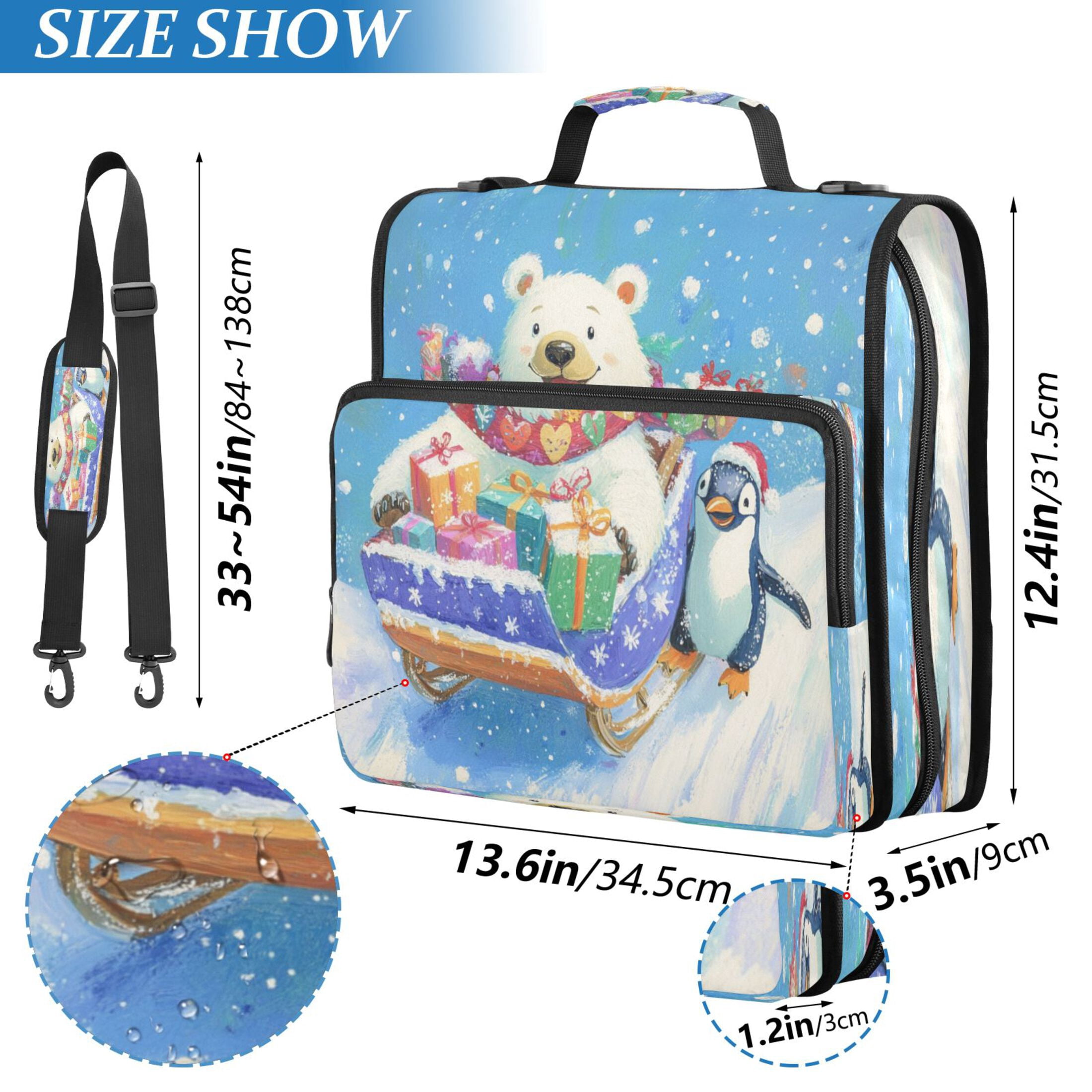 YAZAOO Zipper Binder trapper keeper Documents Organized Design Polar Bear and Penguin Printed