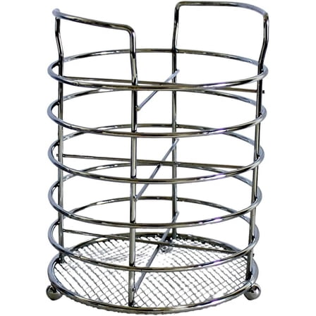 Dependable Industries inc. Essentials Kitchen Cutlery Holder Utensil Caddy Mesh Bottom Silver Chrome Finish Compact with 4 Way Compartment Metal Wire for Kitchen Countertop Storage Organization