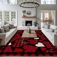 thumbnail image 3 of Valentine's Day Area Rugs 8'x10', Washable Small Throw Rugs for Living Room Patio, Red Black Love Hearts Checkered Indoor Outdoor Rug Non-Slip Low Pile Carpet Runner Reversible Floor Mats, 3 of 8
