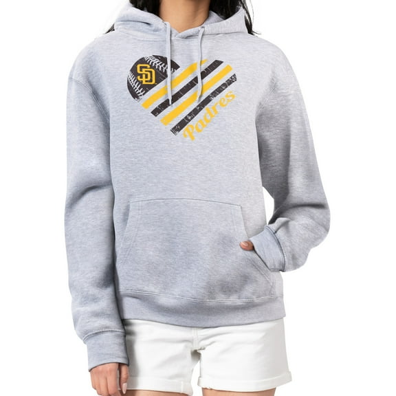 Women's G-III 4Her by Carl Banks  Heather Gray San Diego Padres Heart Fleece Pullover Hoodie
