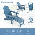 thumbnail image 3 of Gymax 2 Pcs Chaise Adirondack Pliante Hanches Chaise de Foyer avec Dossier Réglable Bleu Marine, 3 of 10