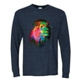 thumbnail image 2 of Lion Paint Art Splatter Abstract Art Animal Lover Mens Long Sleeve Shirt, Vintage Heather Navy, Medium, 2 of 3