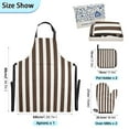 thumbnail image 3 of 5 Pcs Kitchen Set Heat Resistant Oven Mitts and Non-Slip Pot Holders with Adjustable Cooking Apron Dark Brown and White Striped, 3 of 6