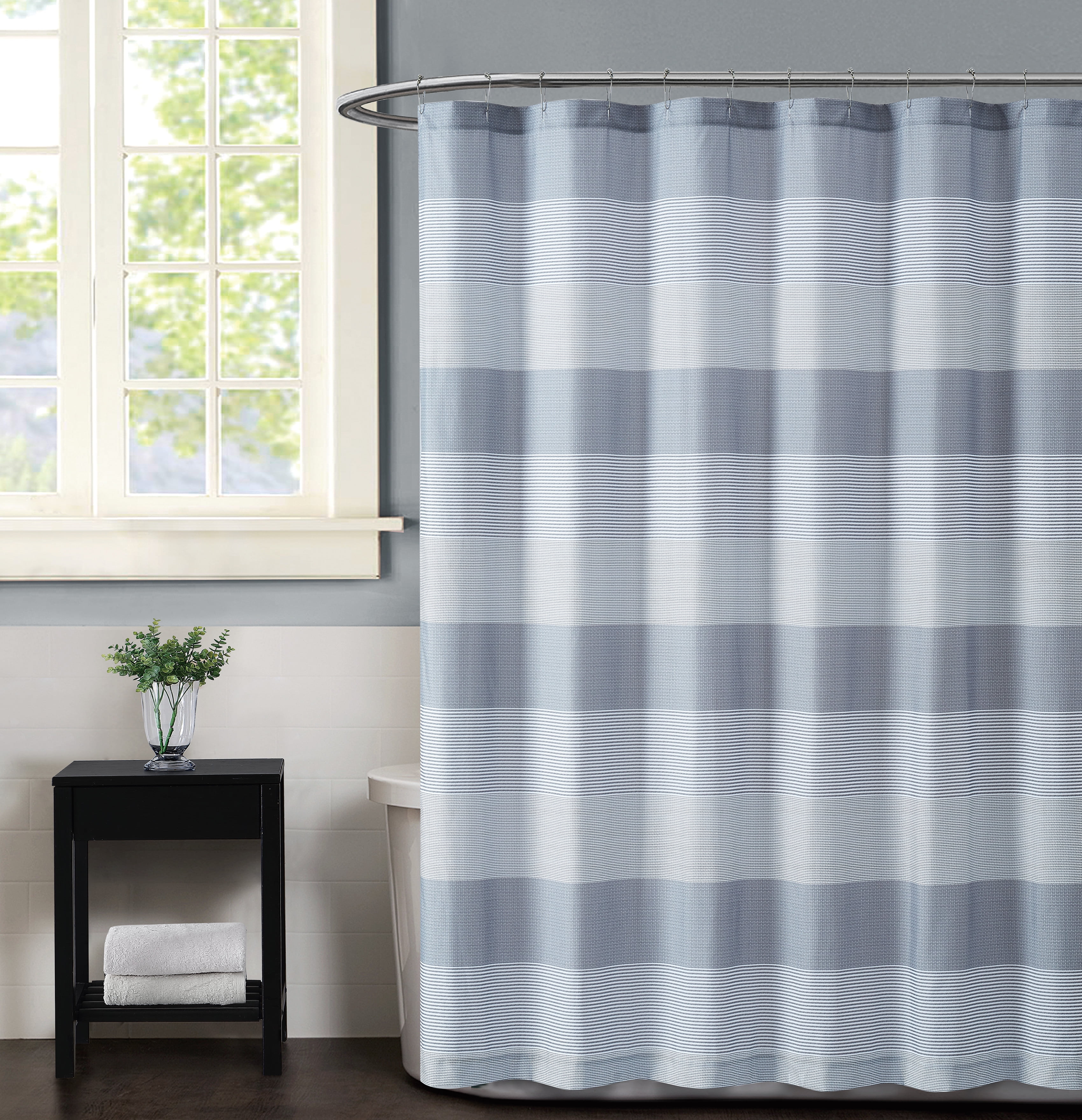 Truly Soft Grey Multi Stripe 72" Square Shower Curtain