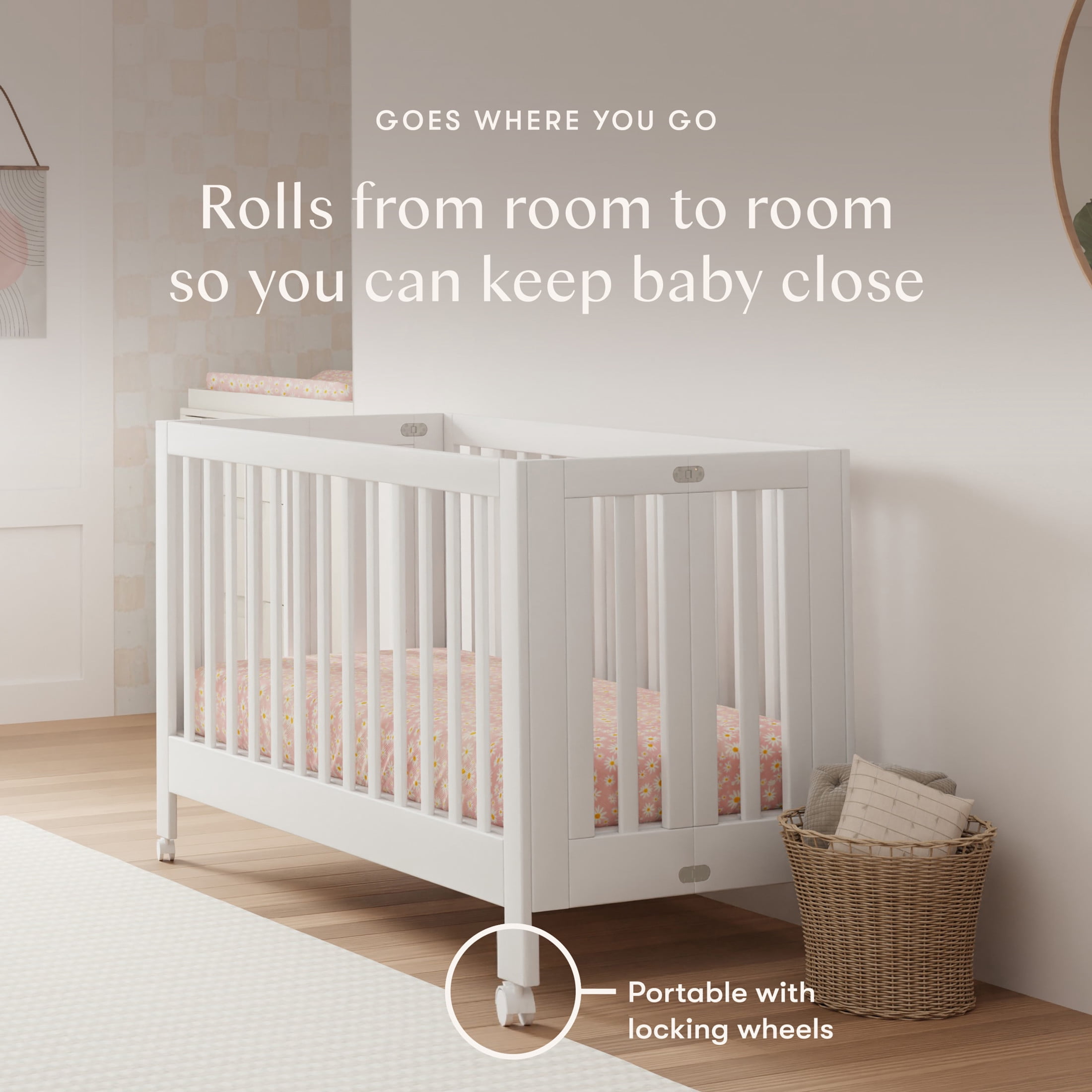 Babyletto Maki Portable Folding Crib with Toddler Bed Conversion Kit