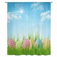 thumbnail image 2 of Easter Sheer Curtains 63 Inches Long, Spring Country Colorful Eggs Grass Green Sky Blue Light Filering Curtains, Breathable Simi Curtain Privacy Drapes for Living Room Bedroom Window Treatment, 2 of 9