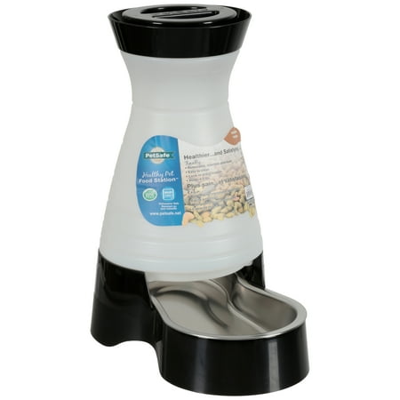 Feeders Stainless Steel Dog Bowls - PetSafe Healthy Pet Food Station™, Dog and Cat Gravity Feeder with Stainless Steel Bowl, Medium, Holds 4 lb of dry food