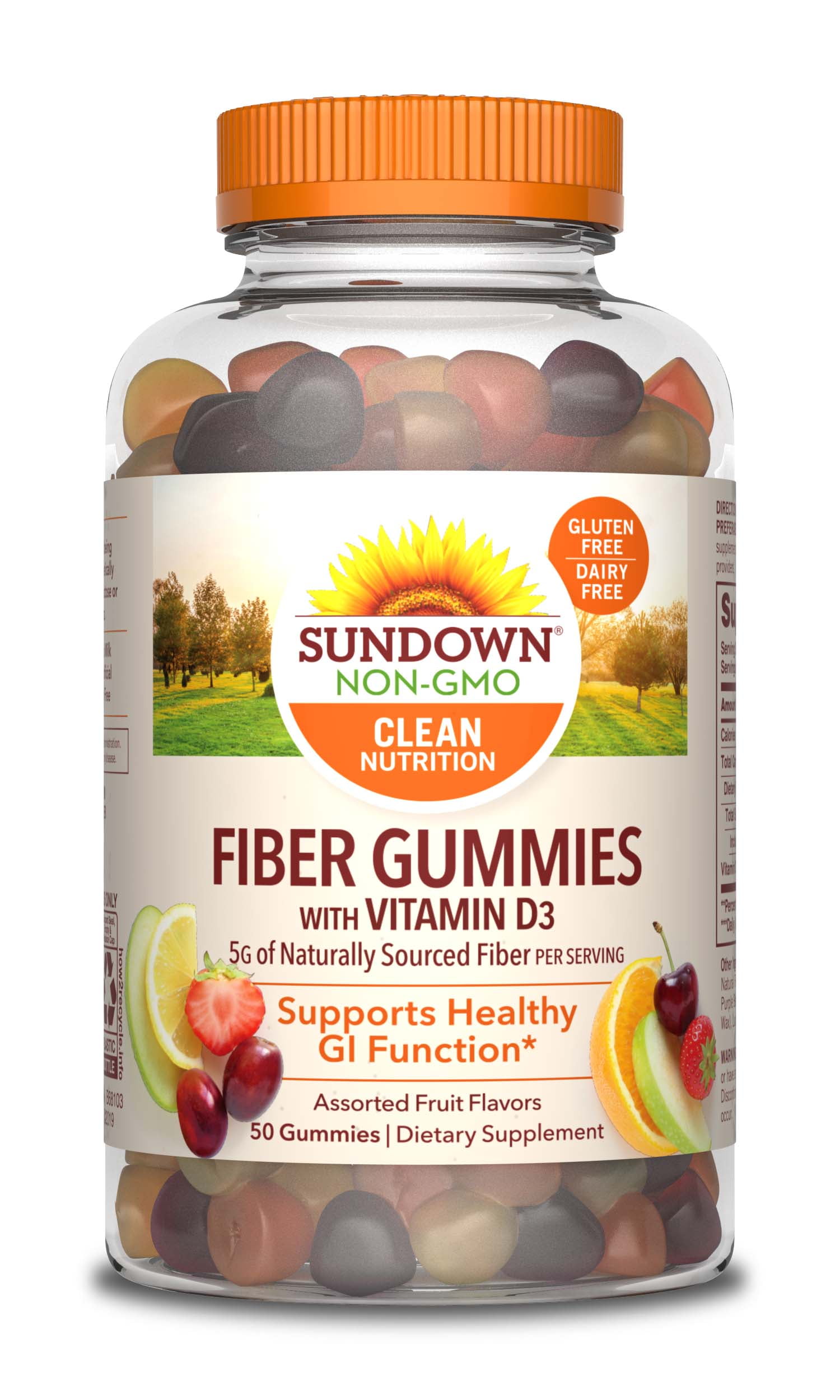 Sundown Natural Daily Fiber With Vitamin D3, Gummies, 50 Ct Walmart
