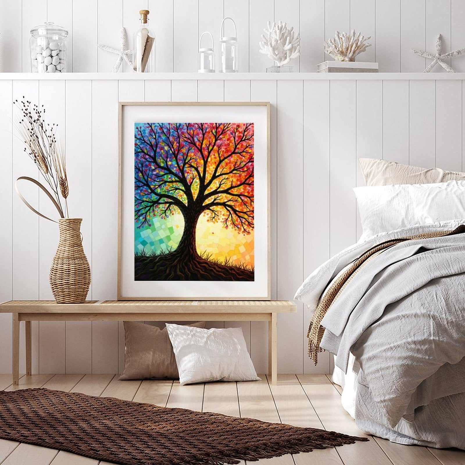 Diamond Art Kit for Adults, Colorful Mosaic Tree Art Scene Diamond Painting for Adults Beginners, 5D DIY Diamond Art Painting Kits, Colorful Diamond Painting Craft for Home Decor 12x16