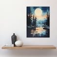 thumbnail image 4 of Magical Forest Lake Sunrise in Blue and Orange Large Wall Art Poster Print Thick Paper 18X24 Inch, 4 of 5