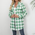 thumbnail image 1 of Puntoco, top de solapa para mujer, manga larga, patrón de mil pájaros, abrigo de lana estampado, abrigo/chaqueta informal de manga larga sin capucha Puntoco Puntoco-1396, 1 of 7