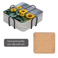thumbnail image 2 of BaHomeck Drink Coasters Set Of 6 With Holder Row Of Sunflowers Growing Against Old Wooden Fence Water Absorbent Ceramic Coasters Tabletop Protection,Suitable For Various Cup,Home Decor, 2 of 4
