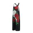 thumbnail image 2 of Franhais Women Halloween Jumpsuit, Floral and Skeleton Printed Pattern U-shaped Collar One-piece, S/ M/ L/ XL/ XXL, 2 of 8