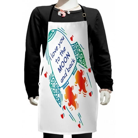 

I Love You Kids Apron Rocket Going to Space Galactic Motivation up to Stars Happiness Print Boys Girls Apron Bib with Adjustable Ties for Cooking Baking Painting Orange Turquoise by Ambesonne