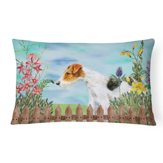 Carolines Treasures CK1212PW1216 Fox Terrier Spring Canvas Fabric Decorative Pillow