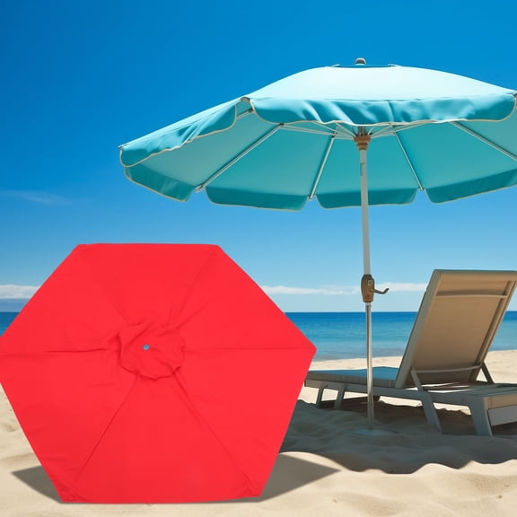 SOPOTUTU Red Outdoor Patio Umbrella Replacement Canopy, Retractable Fabric Cover for Garden, Deck, Backyard, Easy to Install