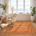 thumbnail image 3 of Design&I 5'x7' Washable Area Rug Orange Burnt Terracotta Symmetrical Motif Grid Frame Print Vintage for Small Living Room, Bedroom, Sleek Flatweave Pet Friendly & Non-Slip, 3 of 7