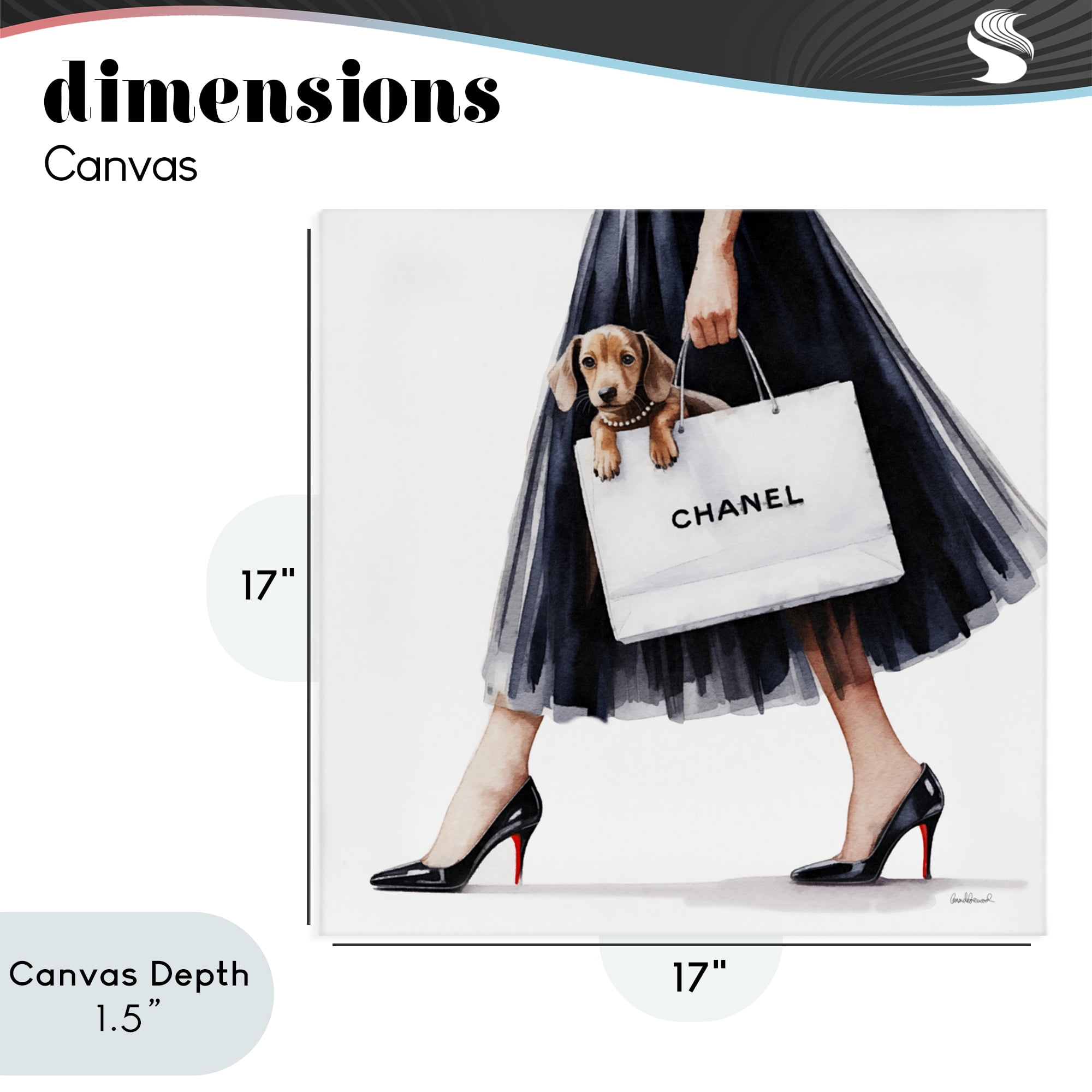Stupell Industries Elegant Dog & Shopping Bag Canvas Wall Art, design by Amanda Greenwood