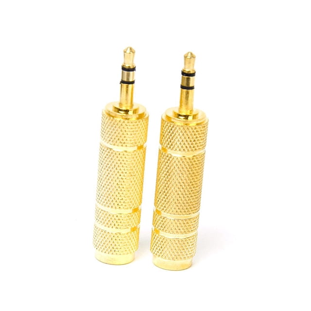 Adaptador de Audio Sunnimix 2 Piezas 3,5 mm a 6,35 mm Estéreo Hembra Construcción de Metal Dorado