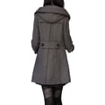 thumbnail image 4 of Gabardina de lana tipo chícharo con capucha para mujer, color gris bronceado, 4 of 9